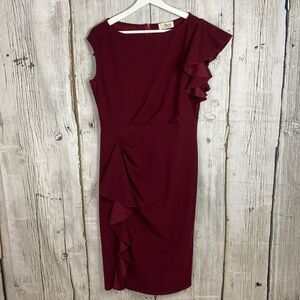 Aisize High Neck Ruffle Fitted Midi Dress Size Large